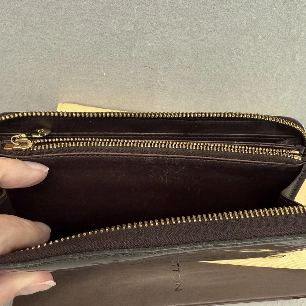 Louis Vuitton Zippy Wallet Monogram Vernis Amarante Purple Patent Box Set EUC - Picture 11 of 16